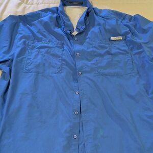Columbia (4XL) Blue Short Sleeve Shirt [Stain]